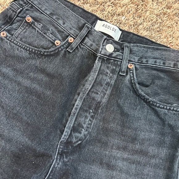 Agolde Jeans 25 Womens Black Fade High Rise The 90s Loose Straight Leg EUC - Picture 5 of 10